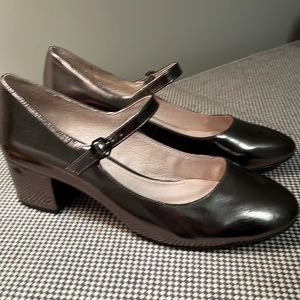 Metallic dressy mary janes. 2” heel.  Like new